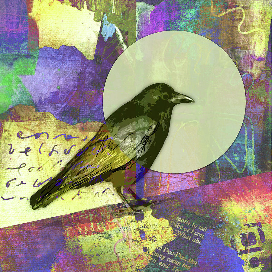 Crow Digital Art - Green Moon by Nancy Merkle