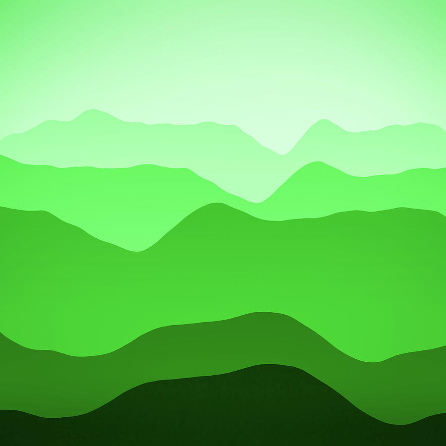 Green Mountain Landscape Abstract Minimalism Digital Art by Matthias Hauser