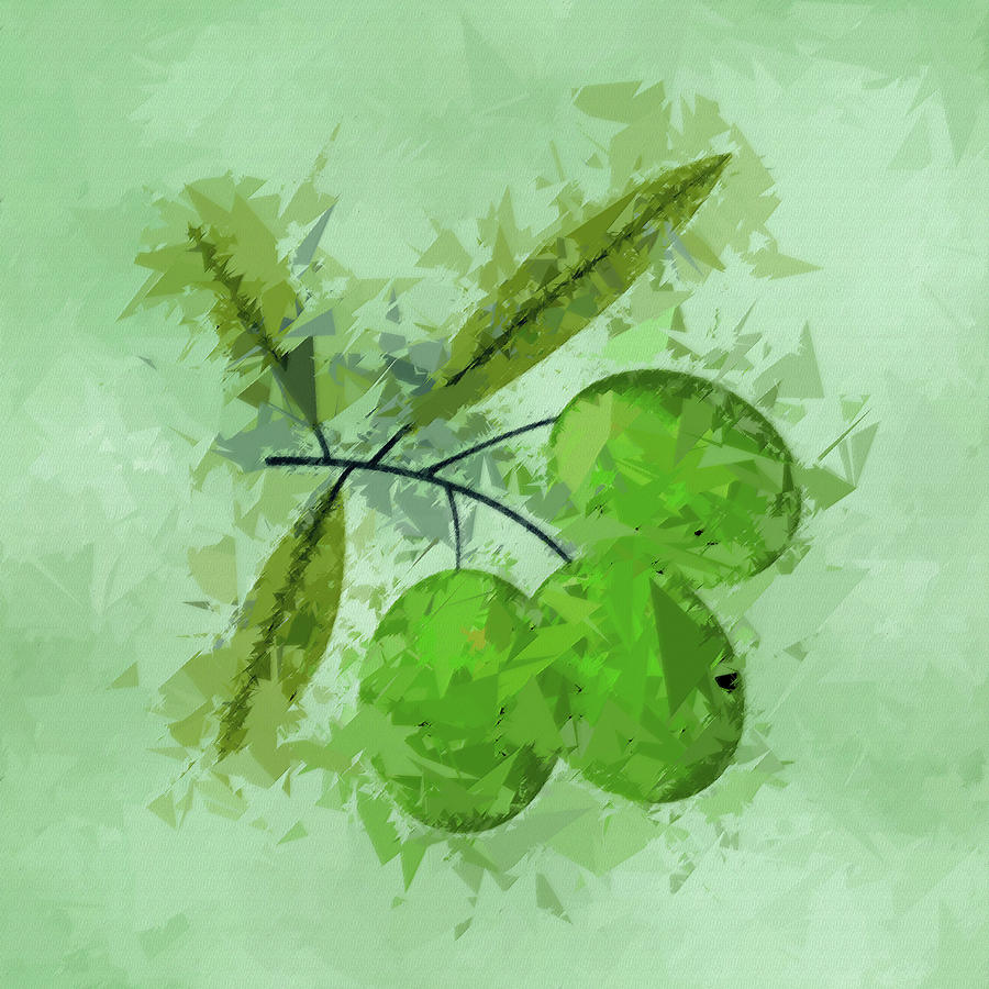 Green Olives Abstract Fruit Pane 4 Digital Art by David Dehner