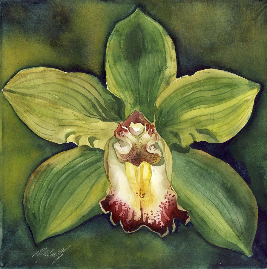 Green Orchid  Painting by Alfred Ng