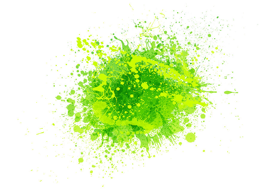 Green Paint Splash Drawing by Enjoynz