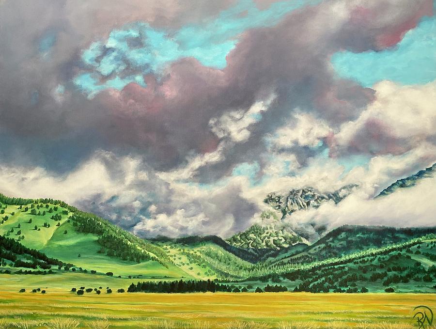 Green Pastures-Golden Co Painting by Renee Noel