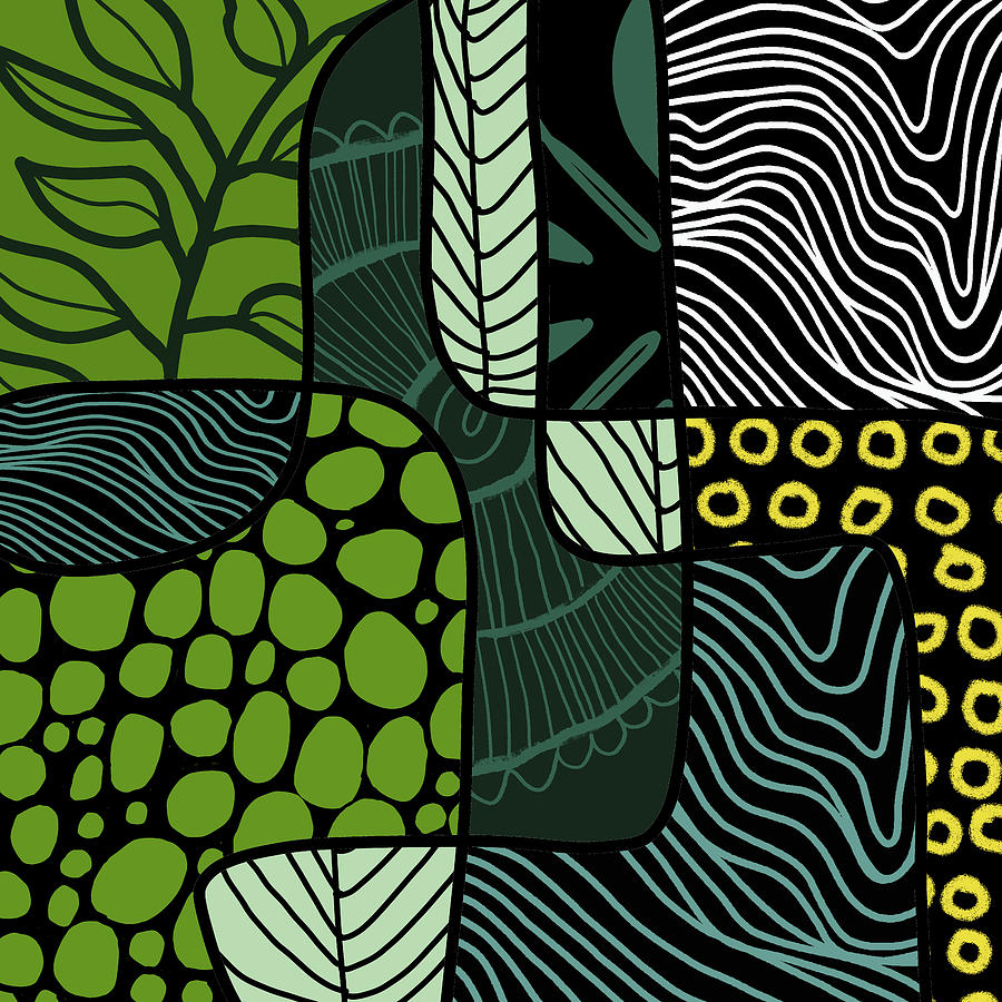 Green Patterns Mixed Media by Nancy Merkle