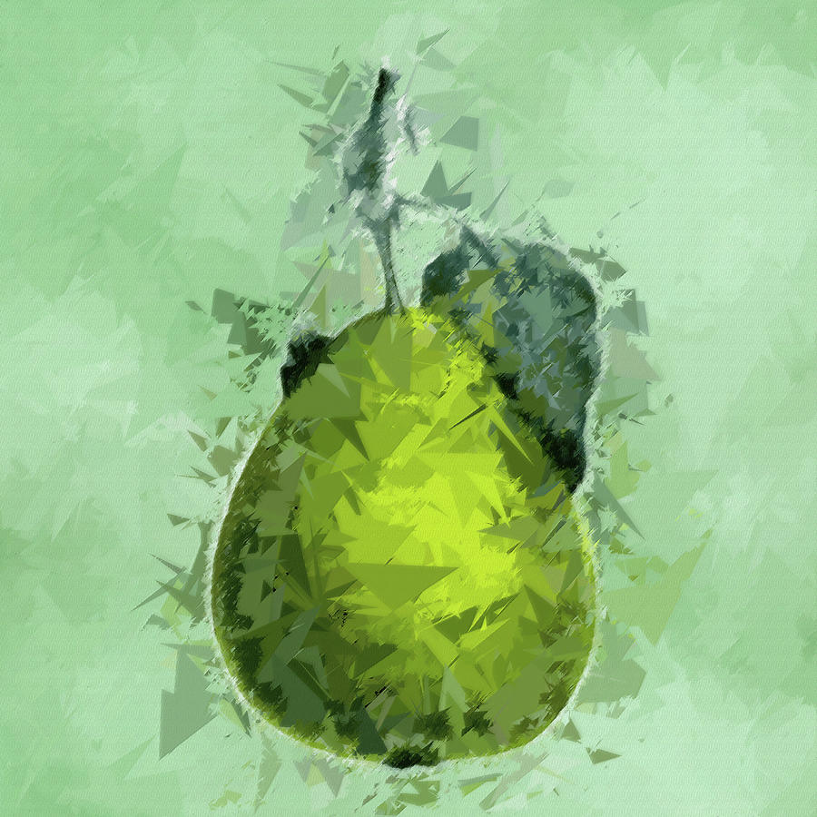Green Pear Abstract Fruit Pane 5 Digital Art by David Dehner