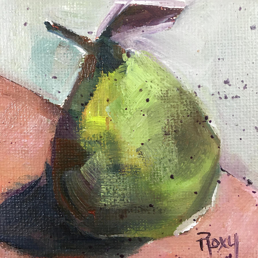 Green Pear Painting by Roxy Rich