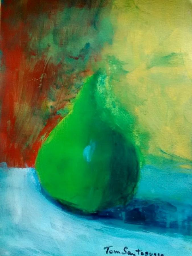 Green Pear Painting by Thomas Santosusso