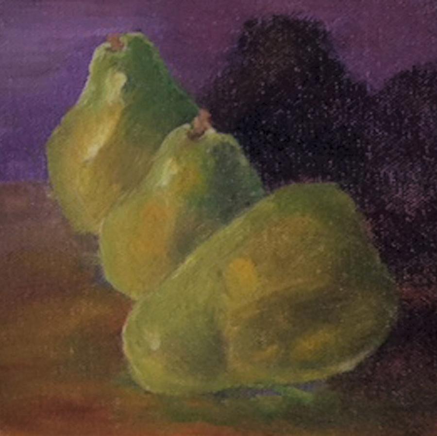 Green Pears Painting by Harriett Masterson