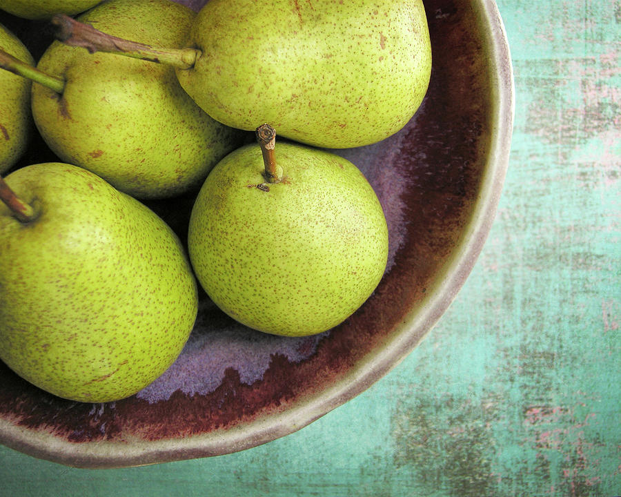 Green Pears in Bowl Photograph by Lupen Grainne