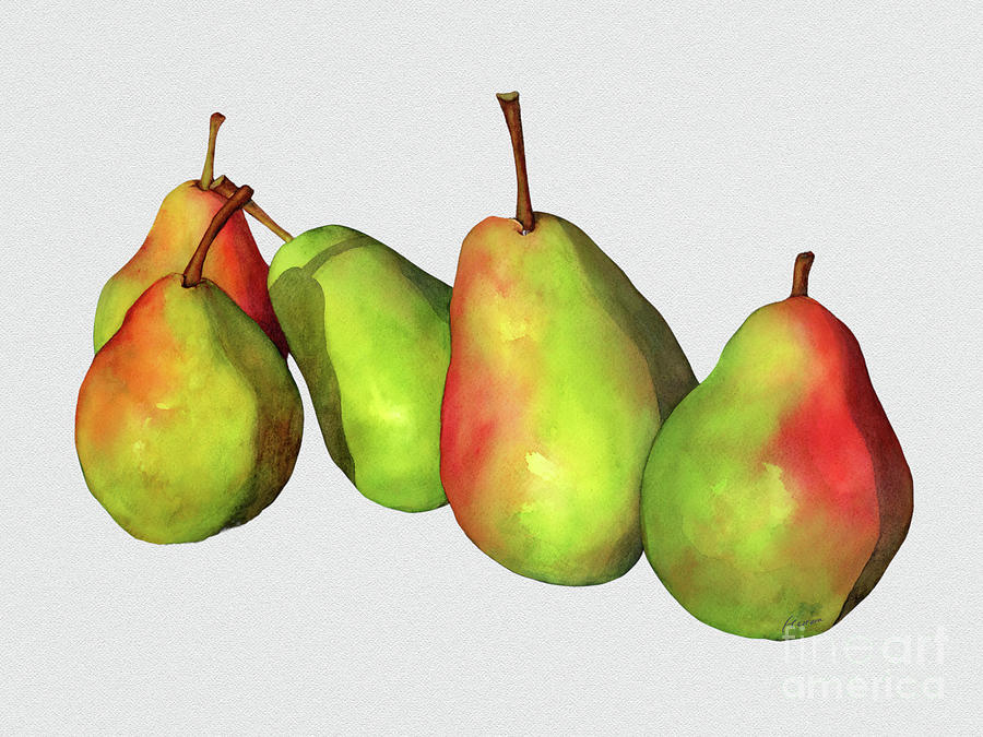 Green Pears - Solid Background Painting