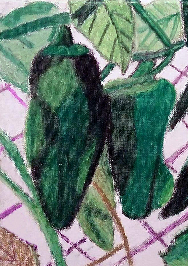 Green Peppers Pastel by Ali Baucom