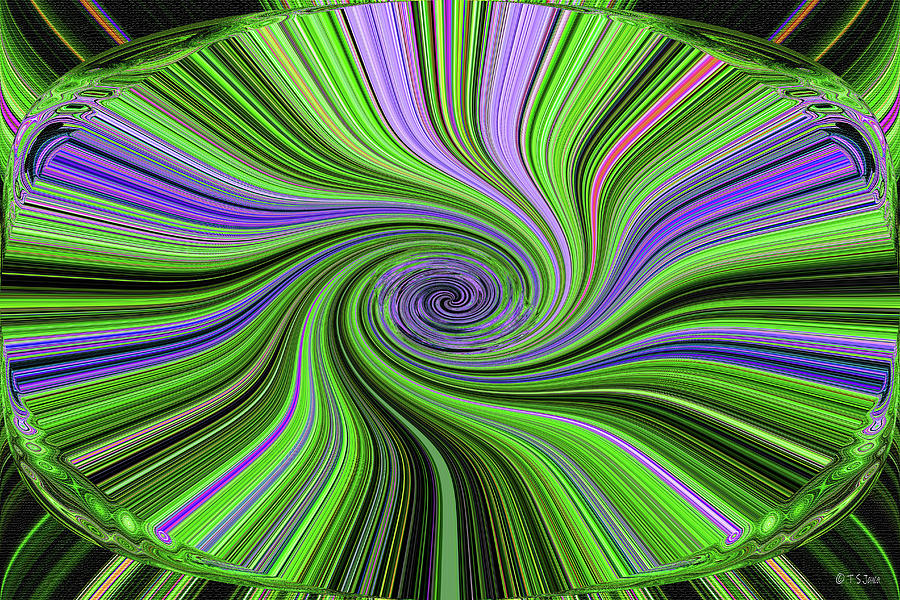 Green Pink And Purple Oval Spiral Abstract Digital Art by Tom Janca