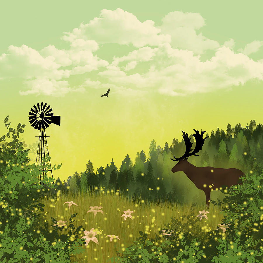 Deer Digital Art - Green Place by Anastasiya Malakhova
