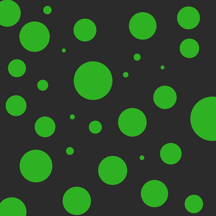 Green Polka Dot Pattern on Black Digital Art by Jason Fink