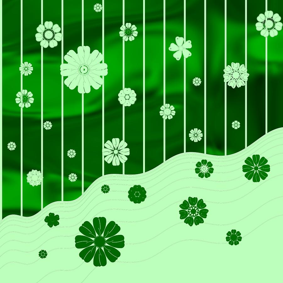 Green Rain Of Flowers Digital Art