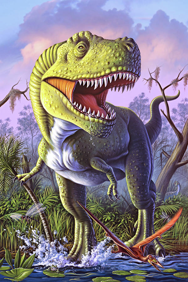 Dinosaur Mixed Media - Green Rex by Jerry LoFaro