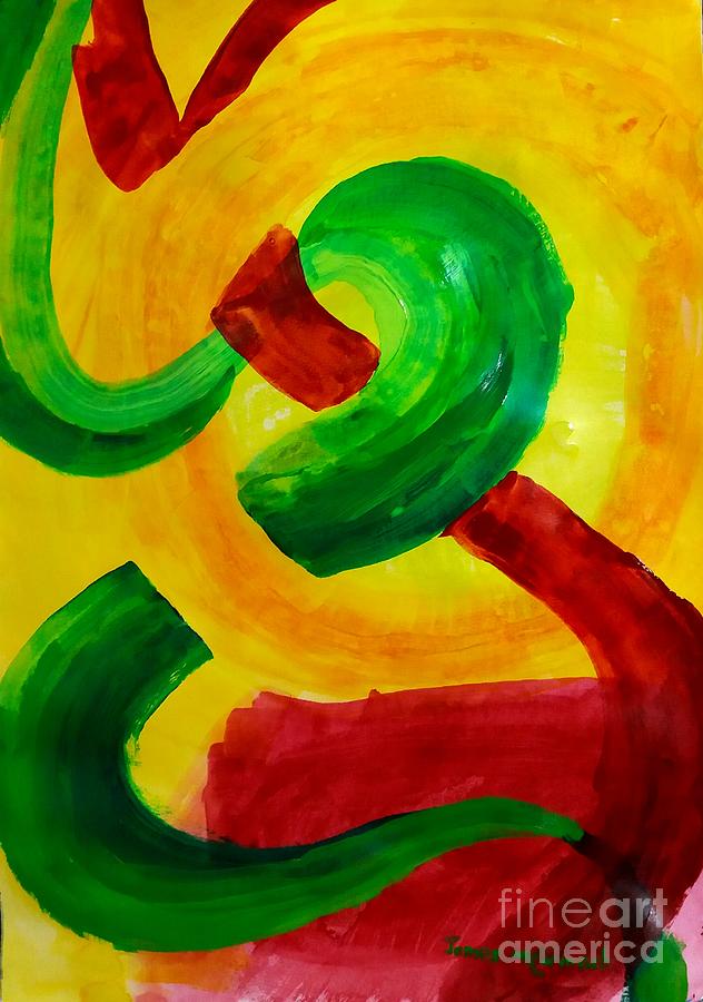 Green Ribbon Abstract Painting by James McCormack