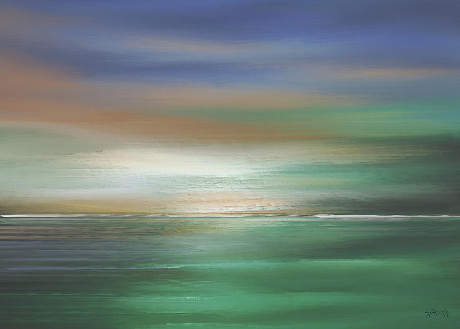 Green Sea Painting by Sannel Larson
