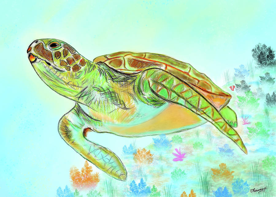 Green Sea Turtle Painting by Eric Marioneaux - Pixels