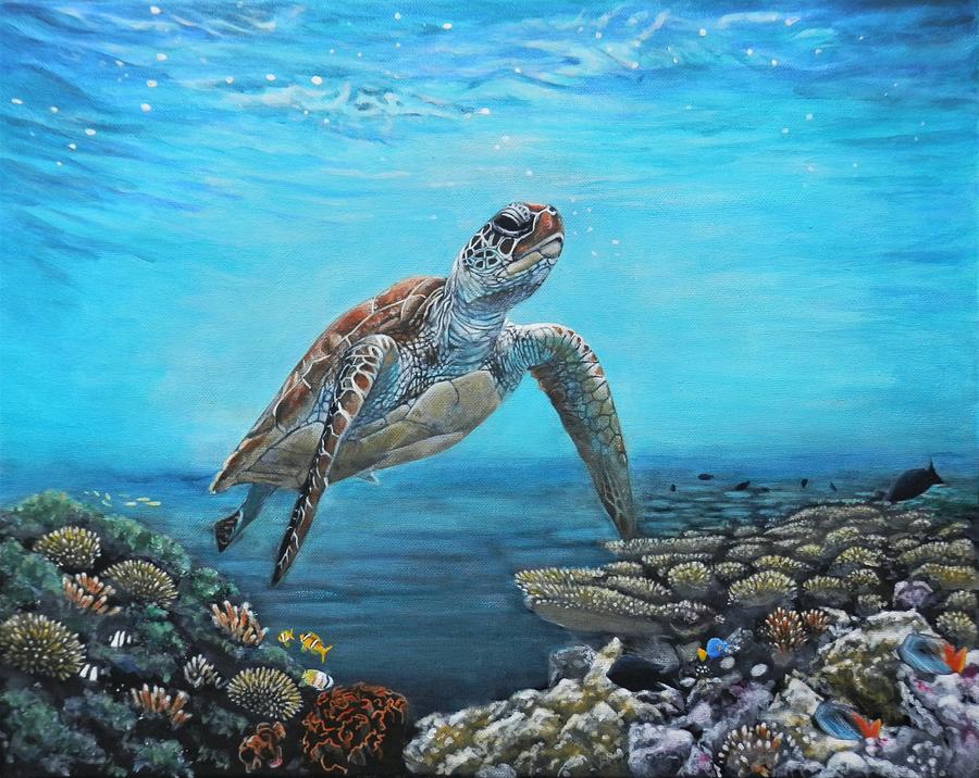 Green Sea Turtle Painting by John Neeve