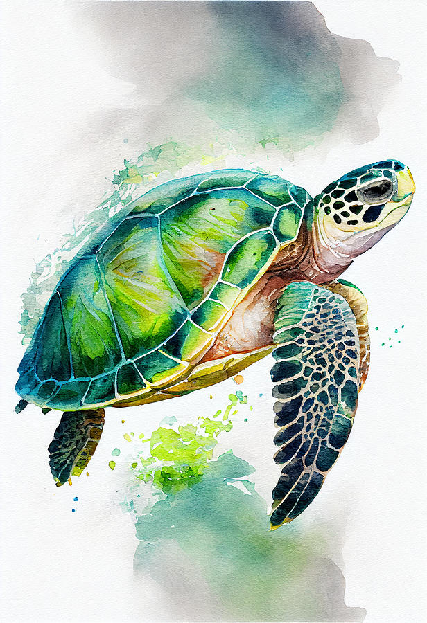 green sea turtle watercolor Fade into white ba fcebc dfd eca b abedbca ...