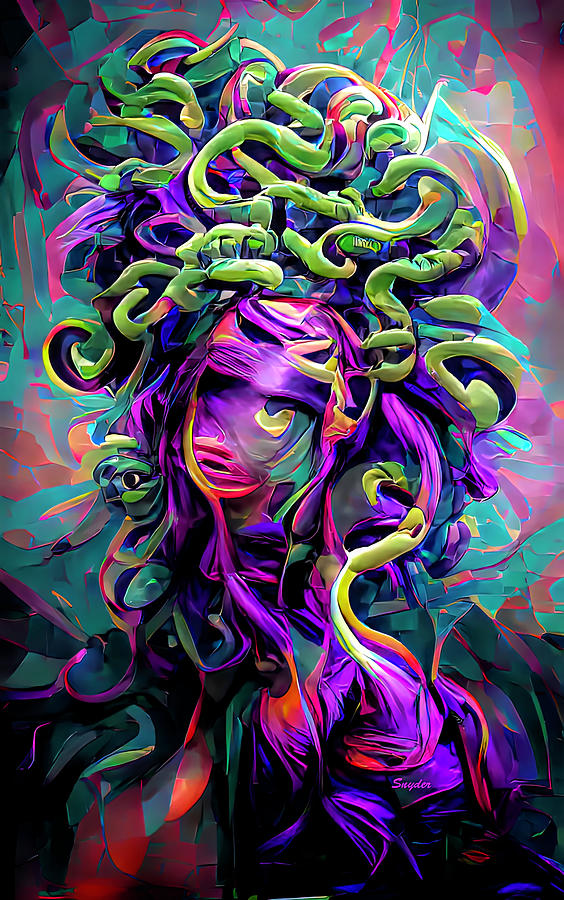 Green Snakes of Medusa AI  Digital Art by Floyd Snyder