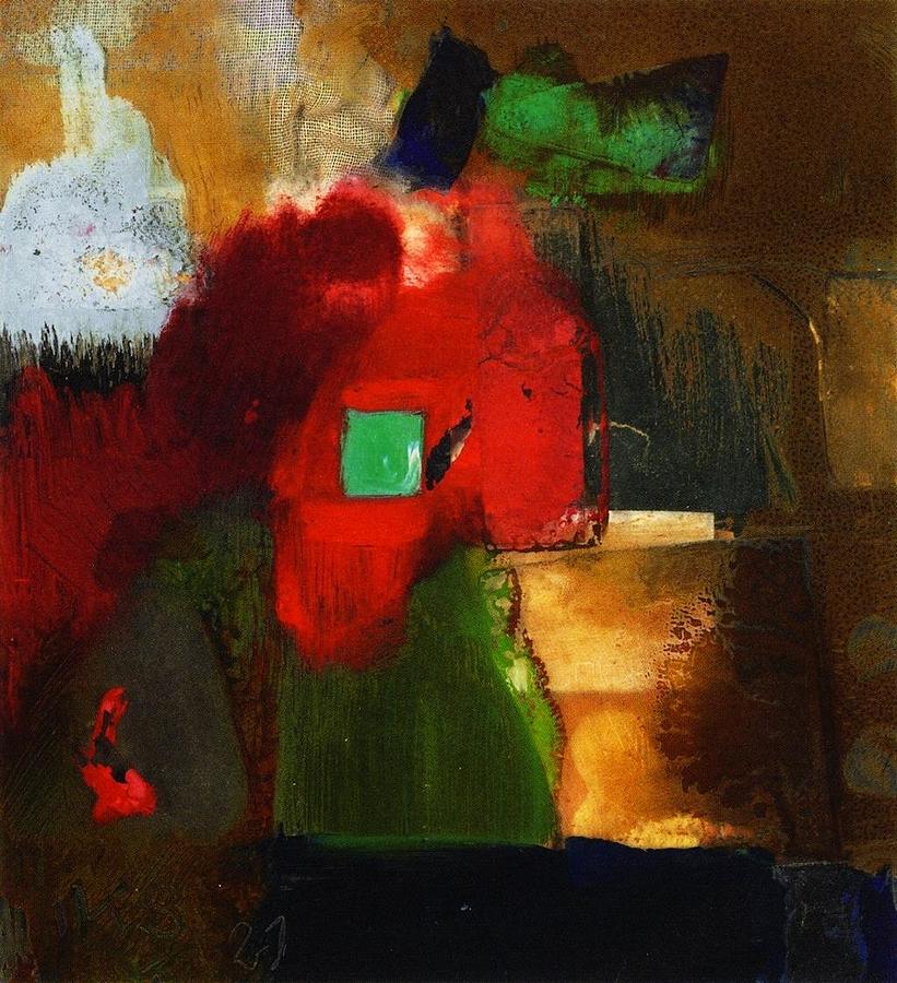 Square Painting - Green Square  Grunviereck  by Kurt Schwitters