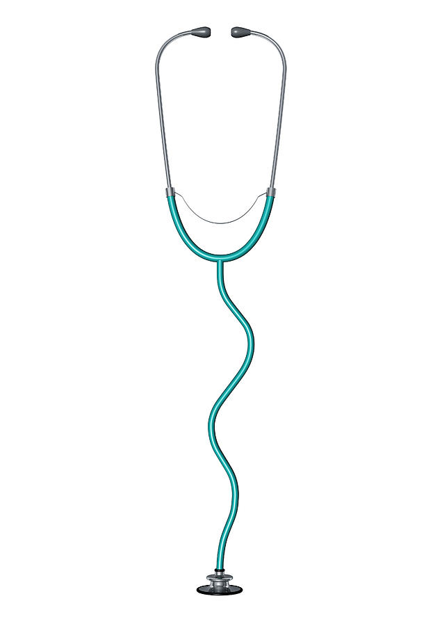 Green Stethoscope on white background Drawing by Artpartner-images