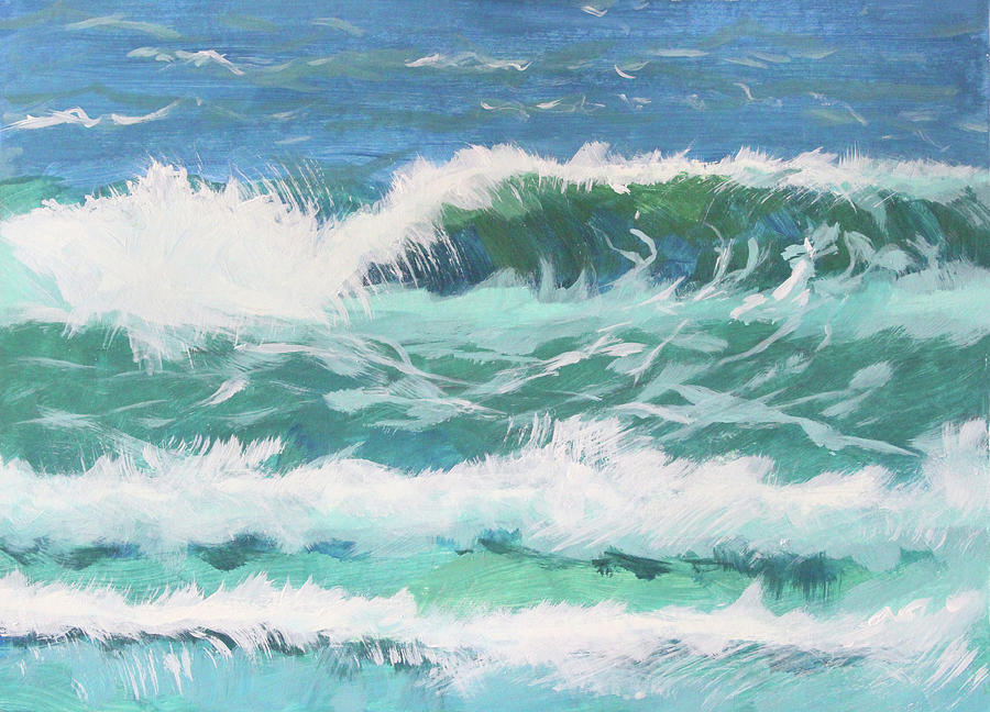Green Surf Painting by Nancy Merkle