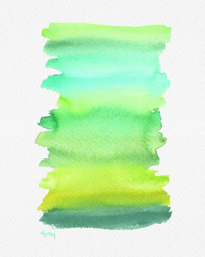 Green Swatches Painting by Marcy Brennan