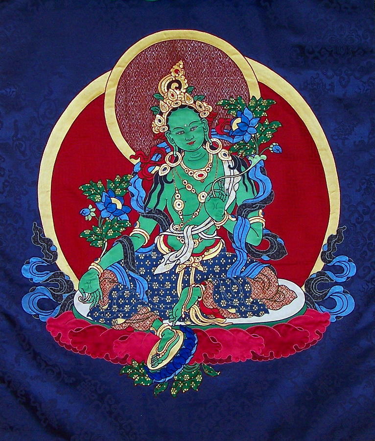 Buddha Tapestry - Textile - Green Tara by Leslie Rinchen-Wongmo