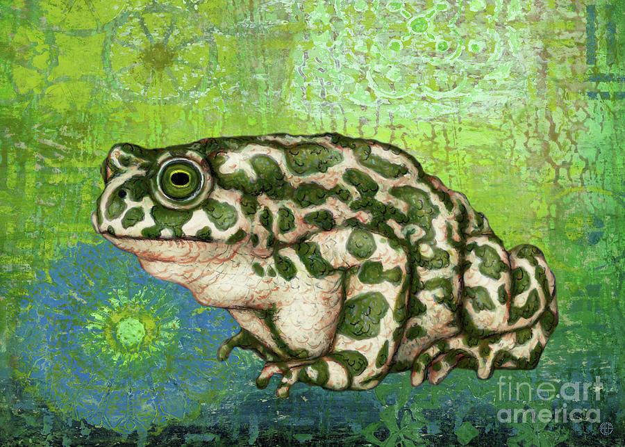 Green Toad Abstract Painting by Amy E Fraser