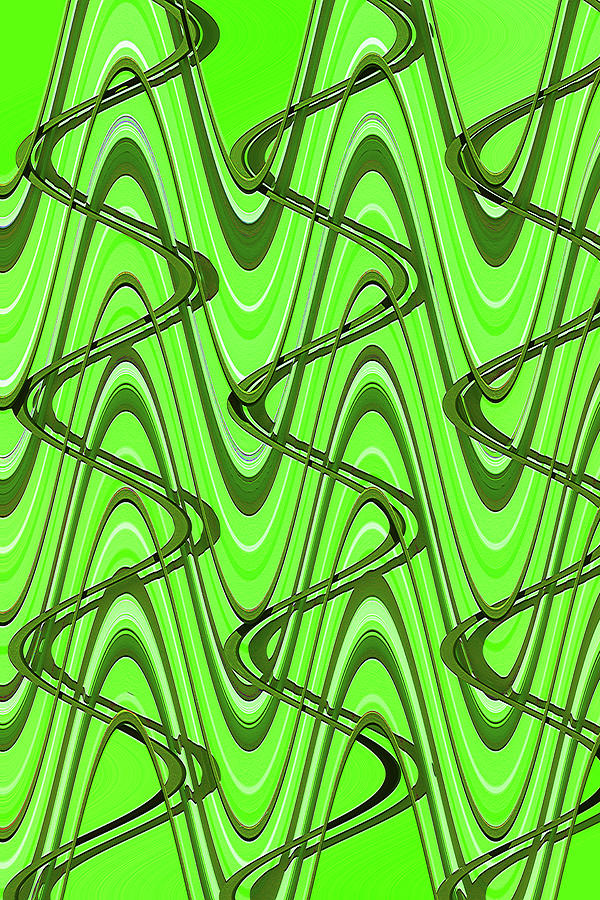 Shower Curtain Green Wave Abstract  Digital Art by Tom Janca