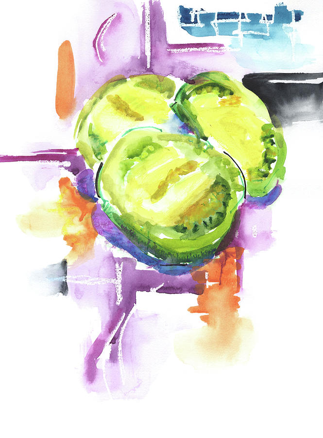 Green tomato 210309 Drawing by Chris N Rohrbach