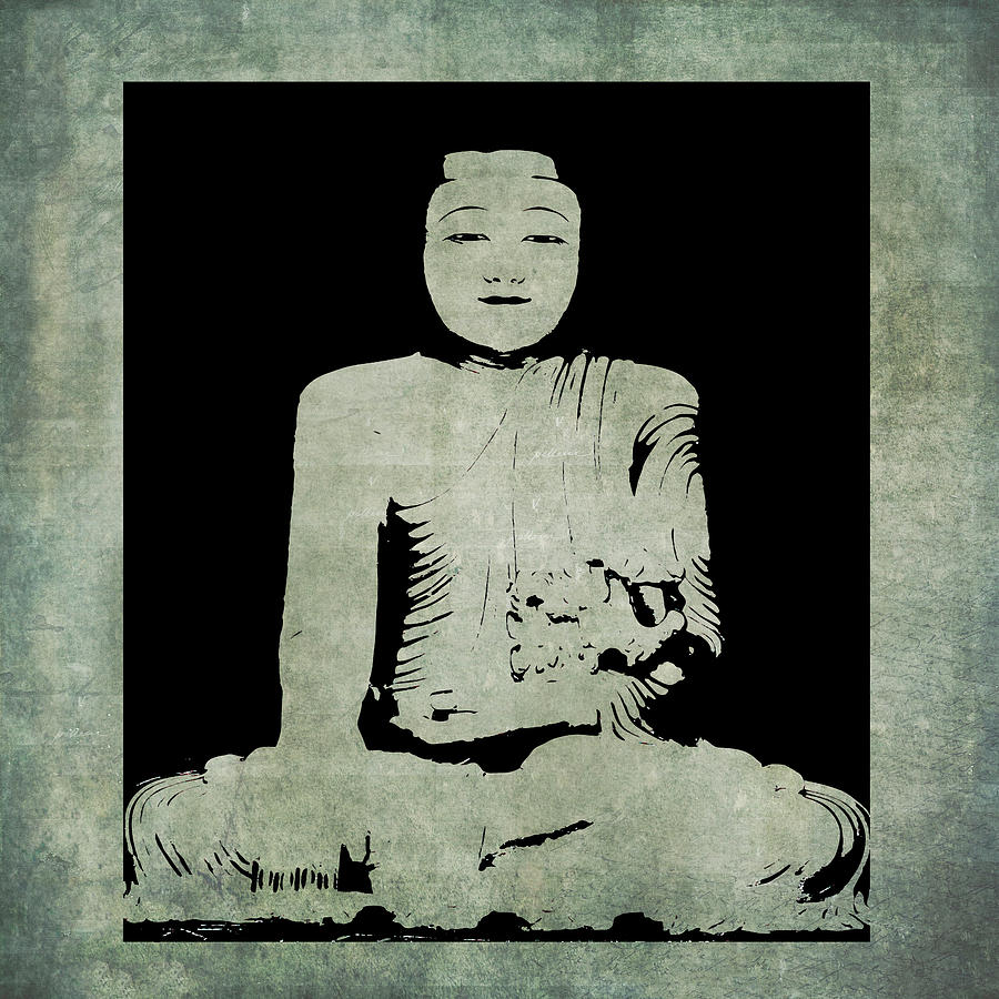 Green Tranquil Buddha Mixed Media by Kandy Hurley