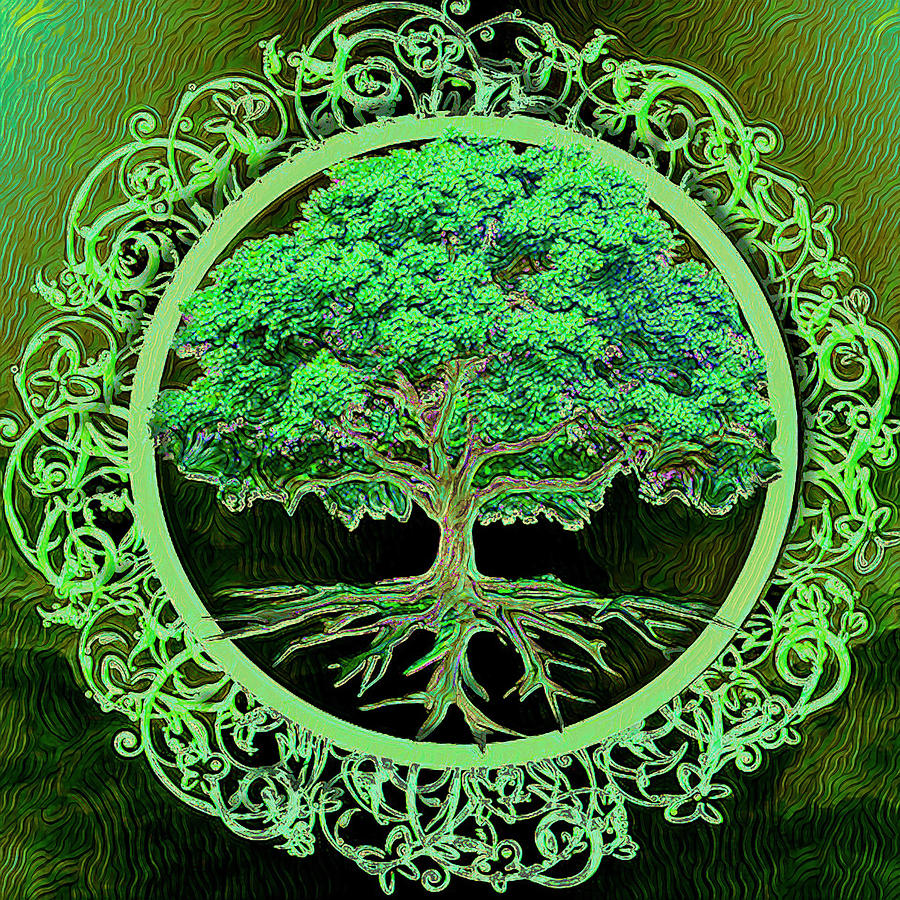 Green Tree of Life Digital Art by Amelia Carrie