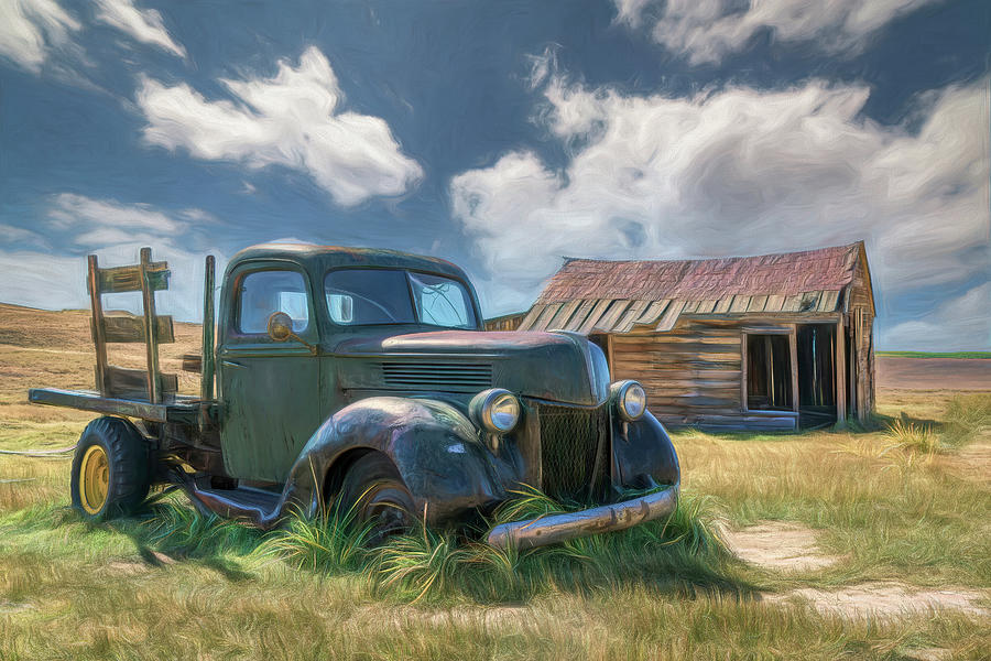 Fall Photograph - Green Truck at Bodie 2 by Lindsay Thomson