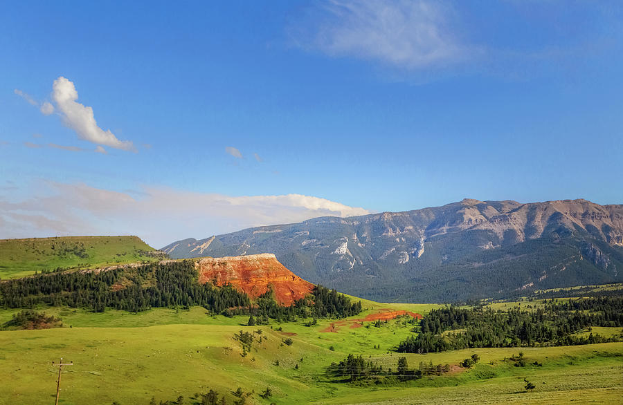 Green valleys and mountains in a Wyoming summer landscape Photograph by