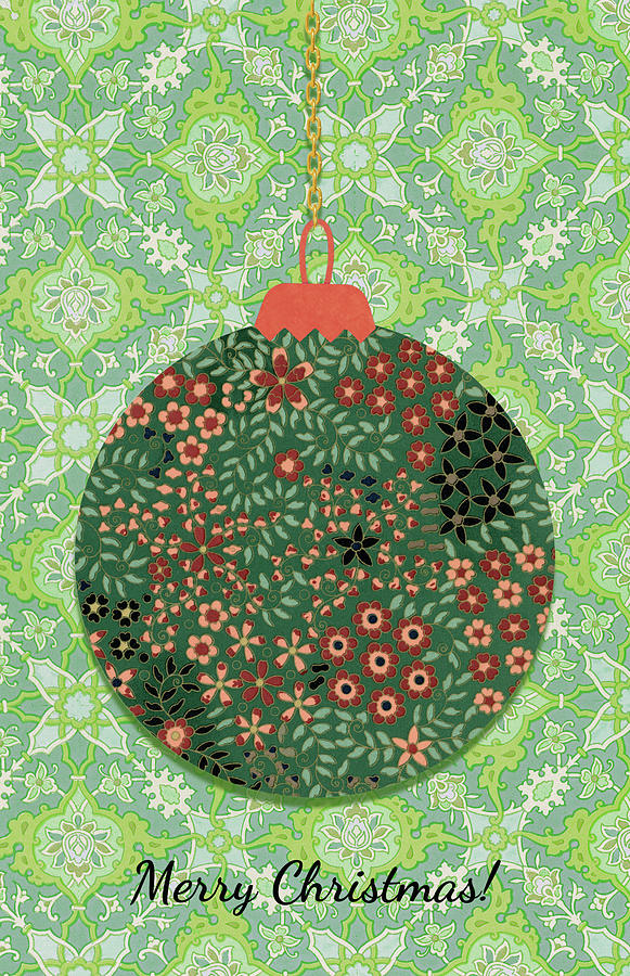 Green Vintage Style Christmas Ornament Art Digital Art by Gaby Ethington