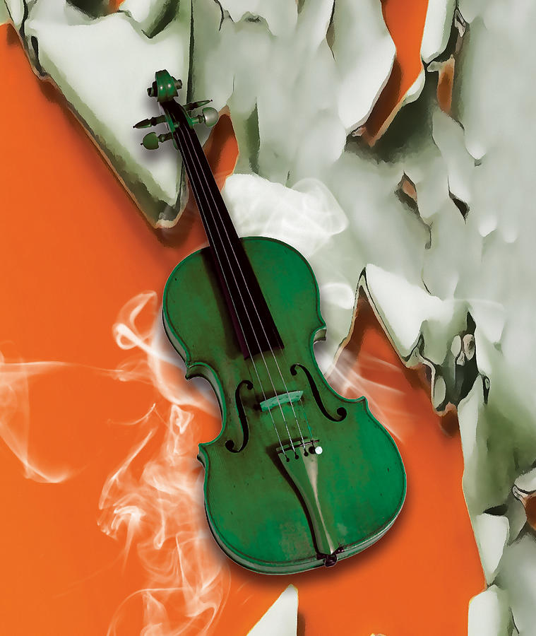Green Violin Mixed Media by Marvin Blaine