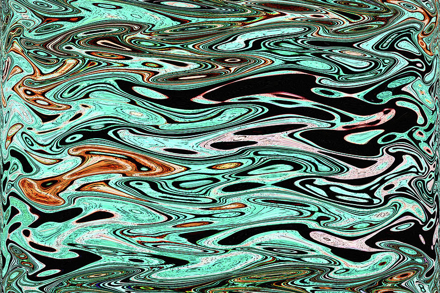 Green Water And Gold Fish Abstract#1107 Digital Art by Tom Janca