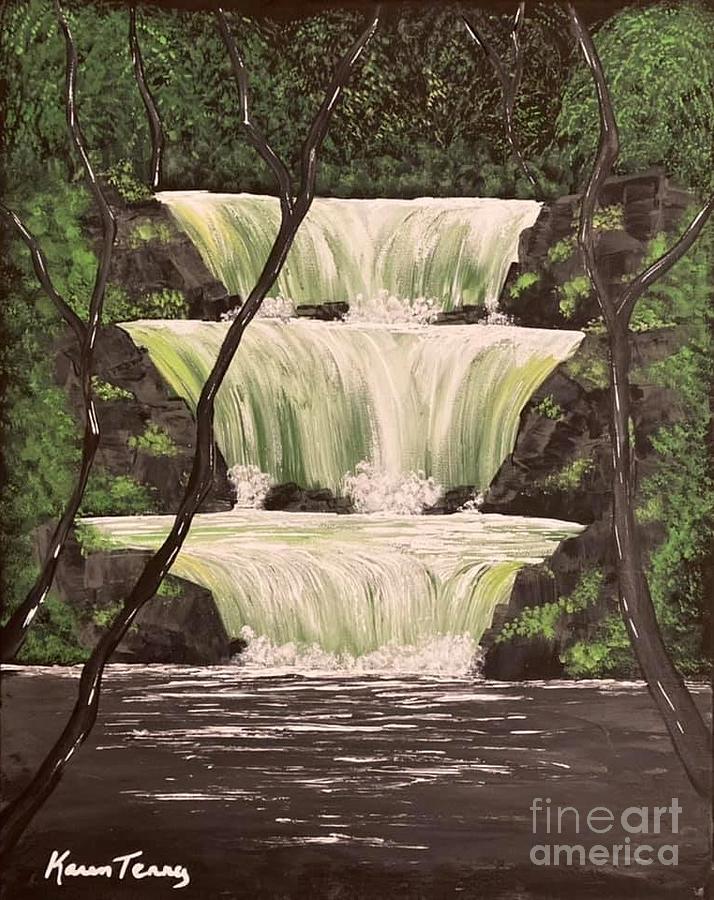 Green Waterfalls Painting