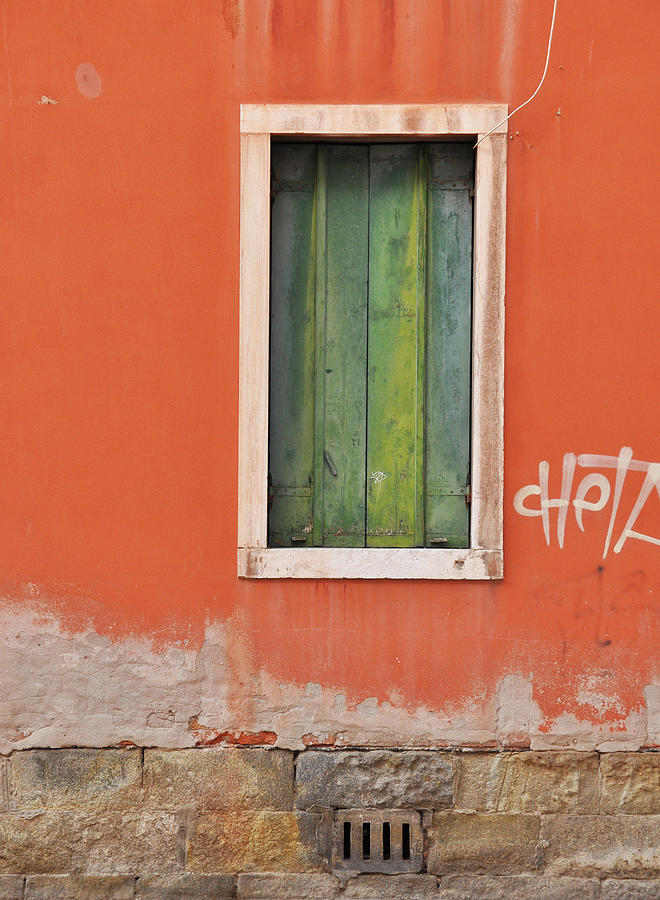 Green Window - Venice, Italy Photograph by Denise Strahm