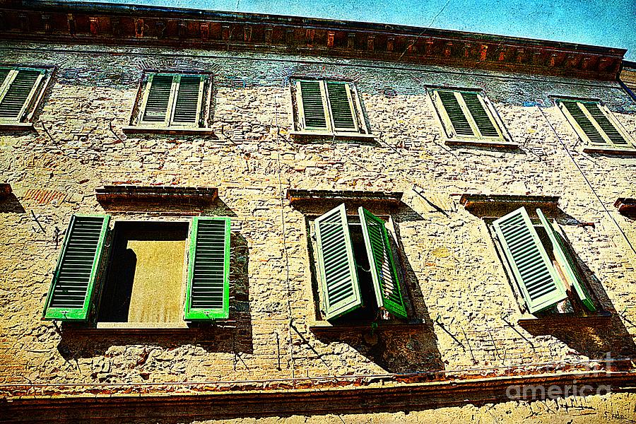 Green Windows in Tuscany Photograph by Ramona Matei