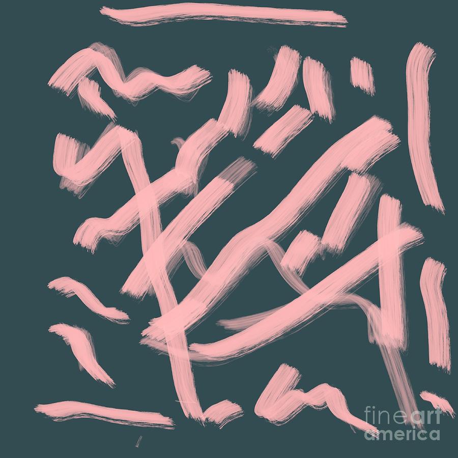 Green with Pink Squiggle Digital Art by Aisha Isabelle