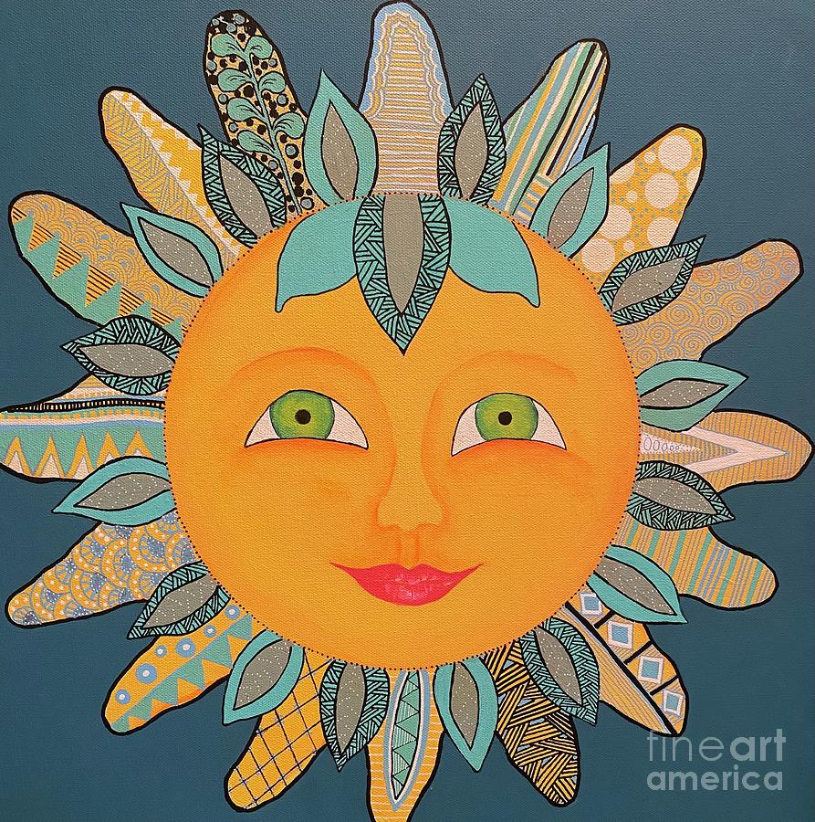 Greenery Sun Painting by Melinda Etzold