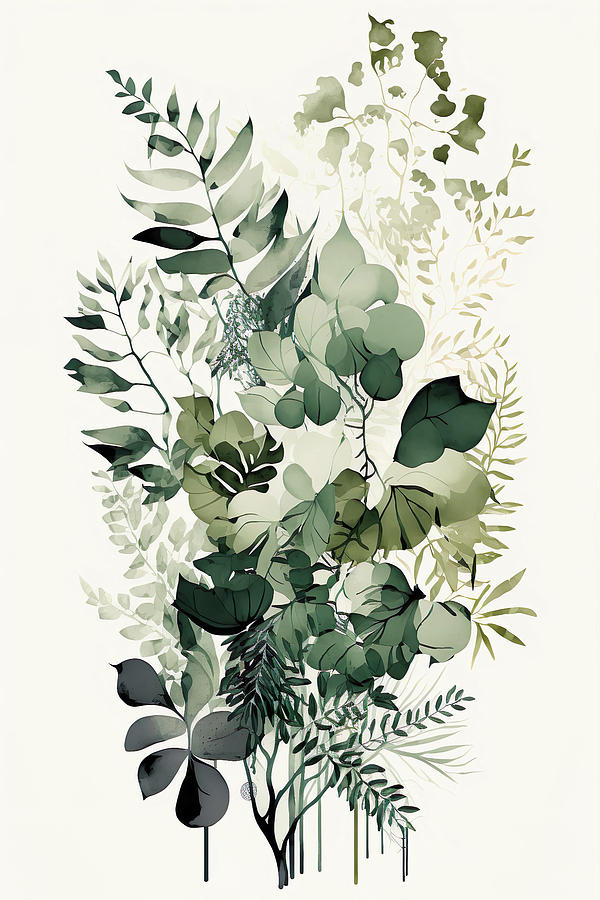 Greenery Wall Art Digital Art by HusbandWifeArt Co - Fine Art America
