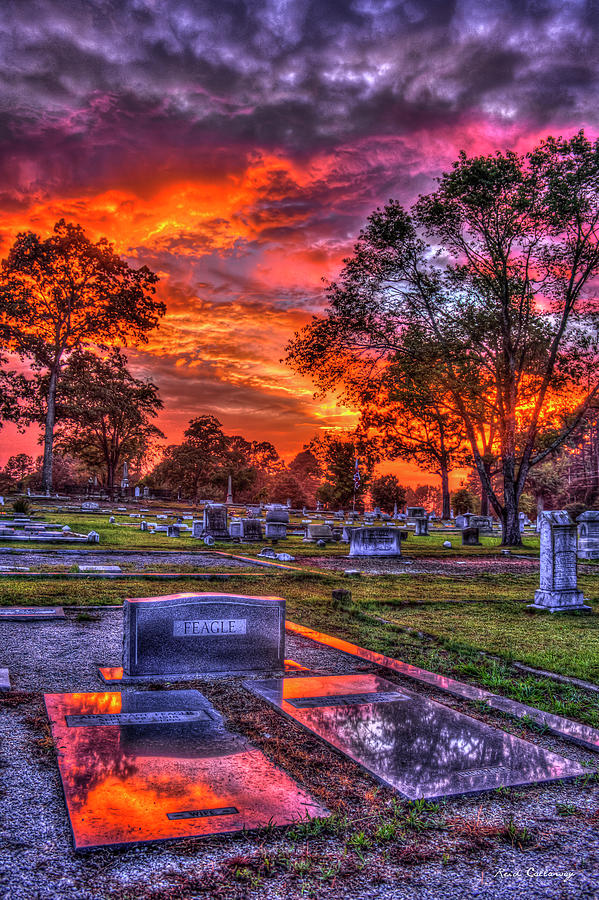 Greensboro Ga Amazing Grace All Aglow 2 Greensboro Cemetery Sunset Landscape Art Photograph by Reid Callaway