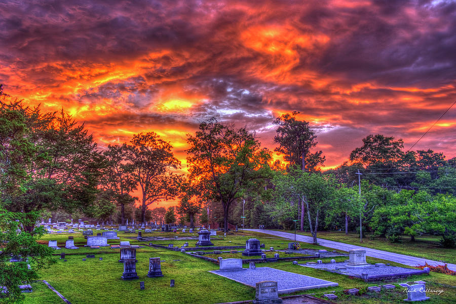 Greensboro GA Amazing Grace Greensboro Cemetery Hill Sunset Landscape Art Photograph by Reid Callaway
