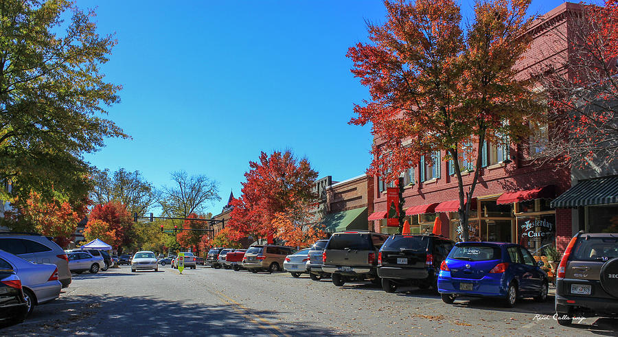Fall Colors Photograph - Greensboro GA Christmas Fall Leaves Main Street Architectural Cityscape Art by Reid Callaway