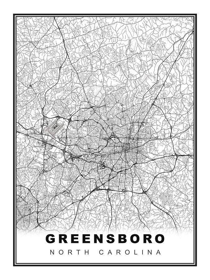 Greensboro Map Digital Art by Ipsita Das - Pixels